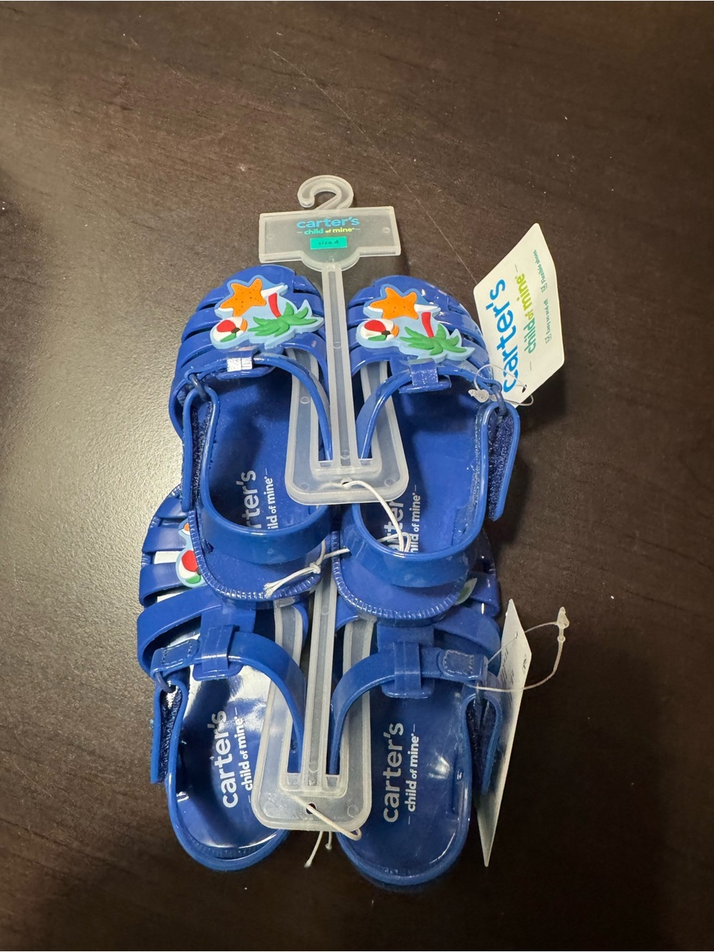 Carter's Blue Floral Toddler Jelly Sandals size 4 and Size 5 ( 2 Pair )